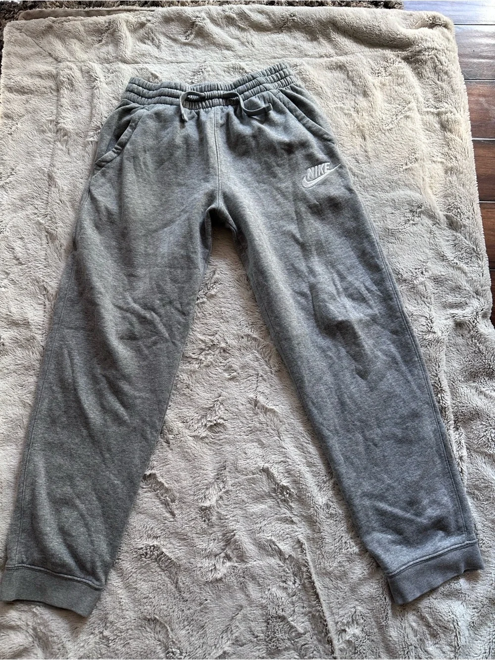 Nike Kids Grey Fleece Joggers with White Logo